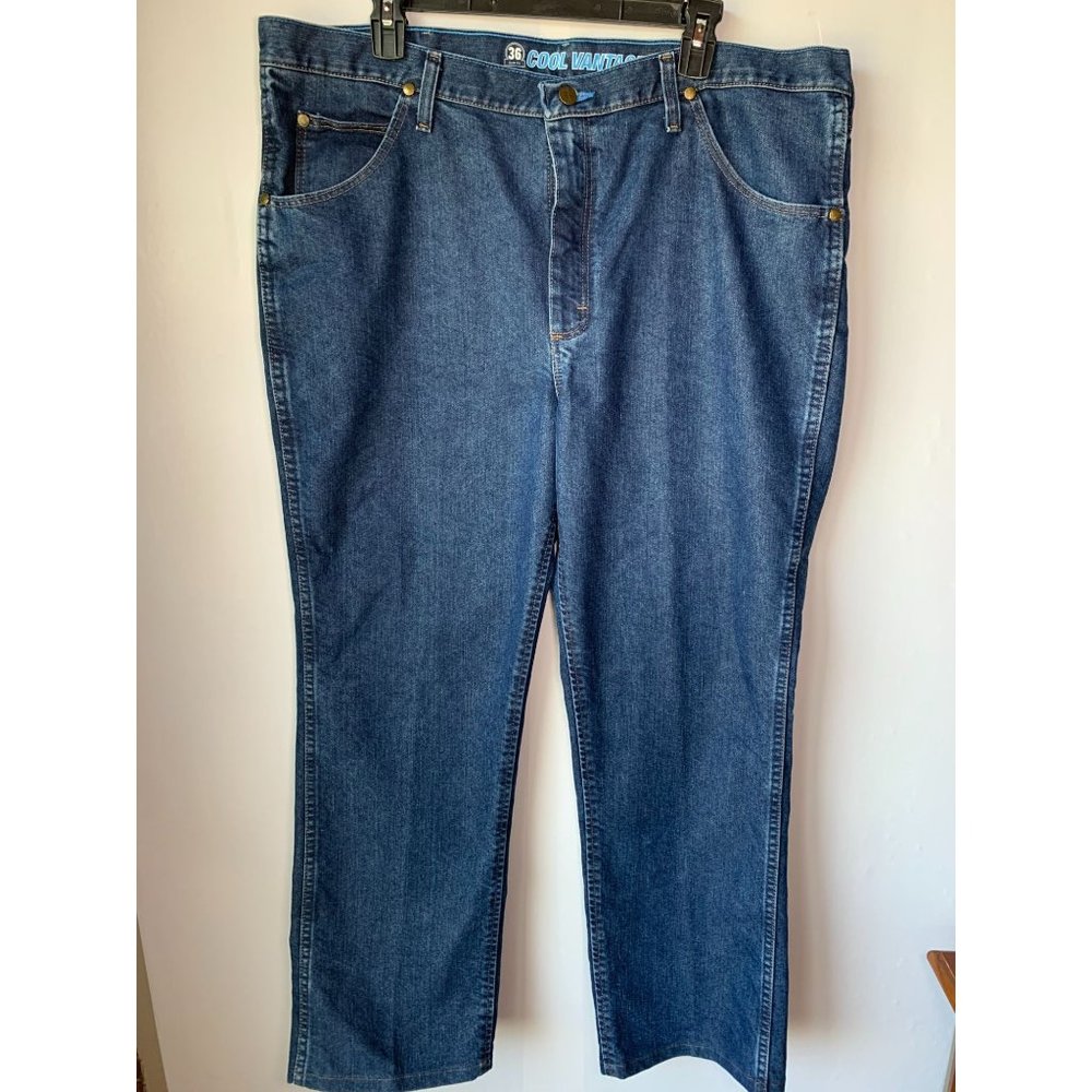Wrangler Cool Vantage Mens Blue Jeans Size 36 Slim Fit